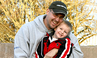 Happy father and son